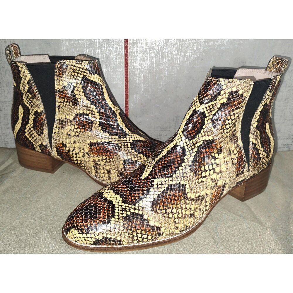 Madewell Carina Snake Embossed Leather Booties Sz 10